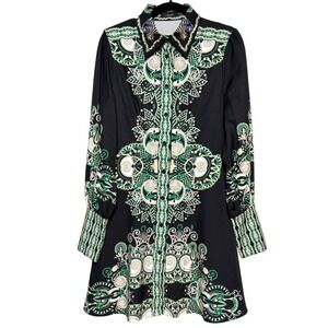 Nancy Yang Artsy Maximialist Dress Womens Sz S Retro Glam Eclectic Dark Academia